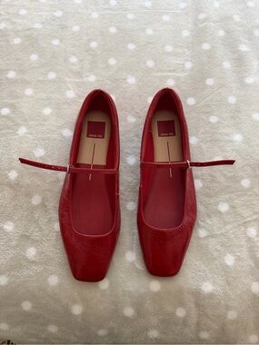 Dolce Vita Red Leather Mary Jane Flats with Strap